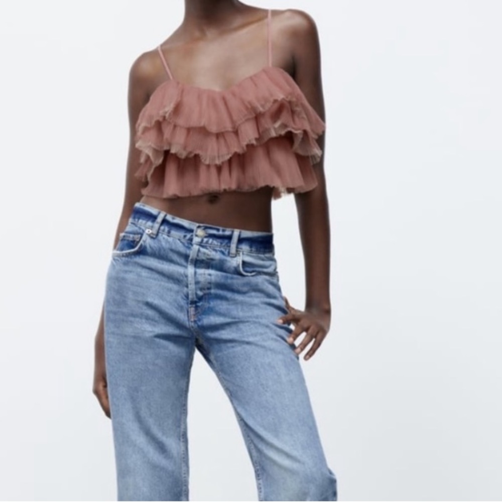 NWT Zara pleated tulle top